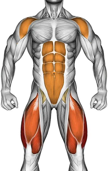Jack Step — Muscles worked: Quadriceps, Front delts, Core